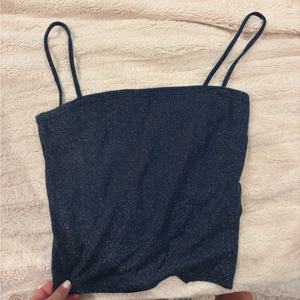 Reformation Navy Glitter Camisole